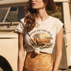 Boho Trees Letter Print Tee