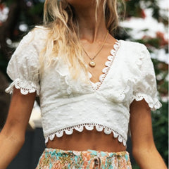 Vintage Tassel Lace Beach Blouse