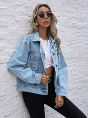 Turn-down Collar Loose Denim Jacket