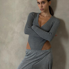 Casual Button Ribbed Bodysuit