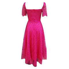 High Waist Vintage Square Collar Tulle Long Summer Midi Dress