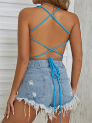 Mesh Patchwork Knitted?Classy Bandage Vest? Cleavage Skinny Clubwear