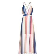 Iridescent Long Backless Prom Dresses