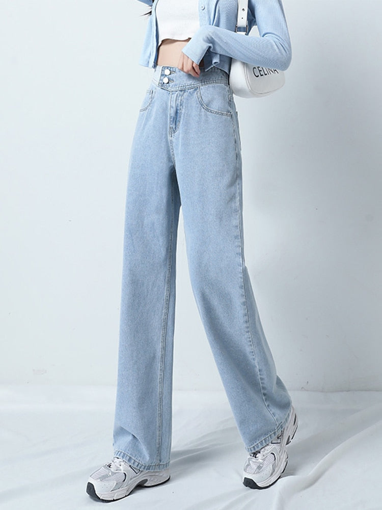 Jeans Hight Waist Mom Fashion Elastic Waist Denim Pants