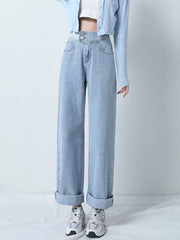 Jeans Hight Waist Mom Fashion Elastic Waist Denim Pants