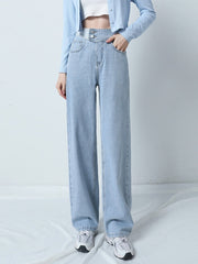 Jeans Hight Waist Mom Fashion Elastic Waist Denim Pants