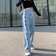 Chic Design High Waist Wide Leg Streetwear Baggy Jeans