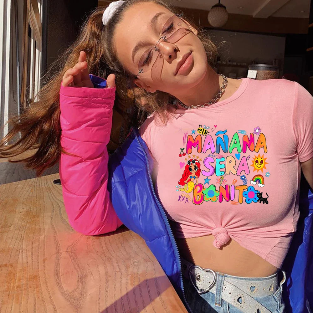 Cute Mermaid Graphic Y2K Crop Top