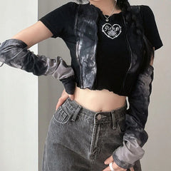 Vintage Chic Tie Dye Print Y2K Crop Top