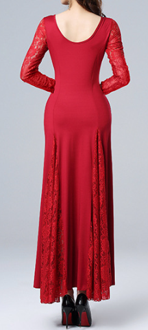 Elegant Solid Crew Neck Long Sleeve Maxi Dress Evening Dresses