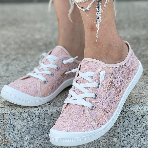 Lace-up Hollow-out Flower Flat Heel Flats