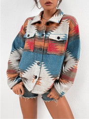 Lapel Geometric Figure Jacquard Jacket