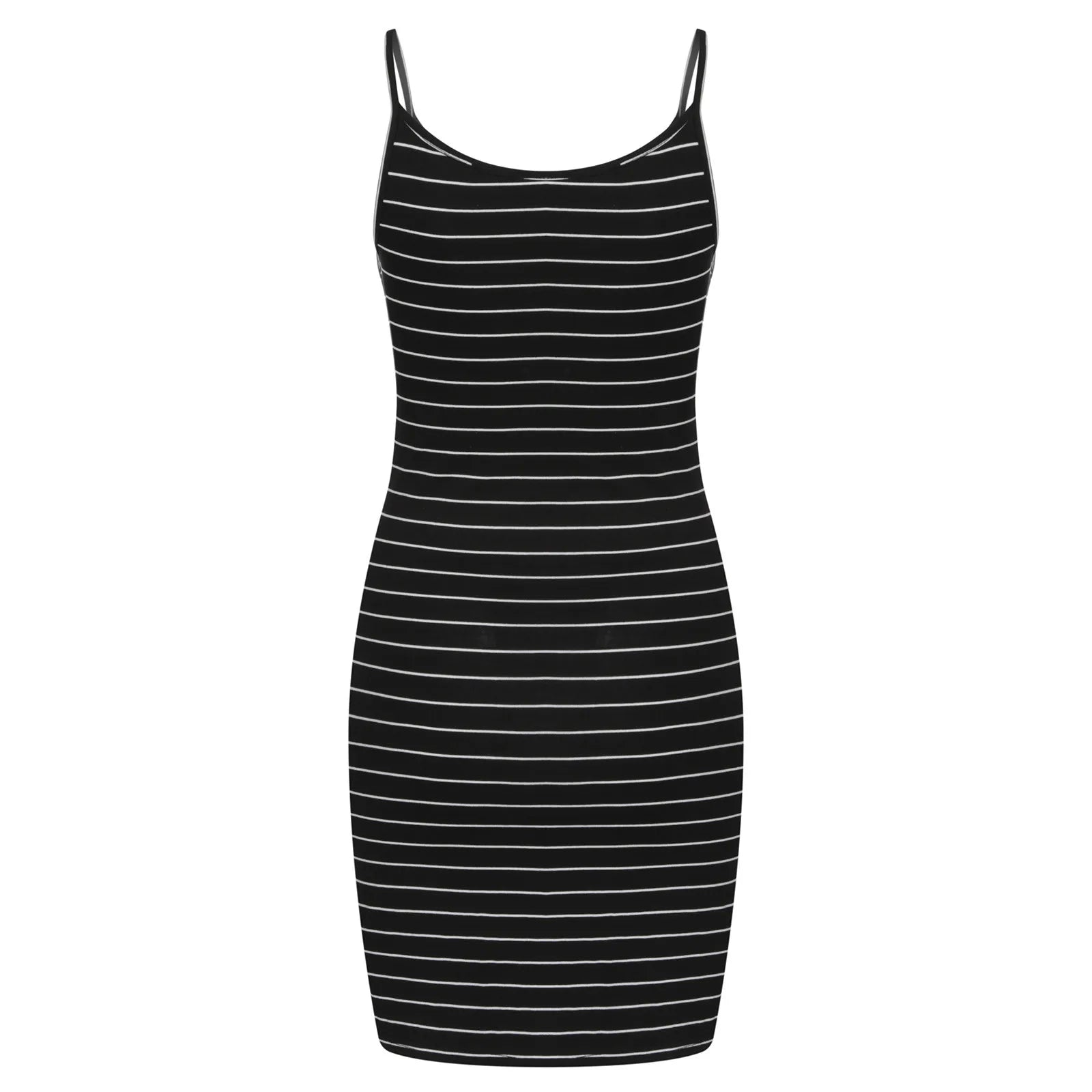 O-neck High Neck Buttocks Printing Stripe Midi Dress