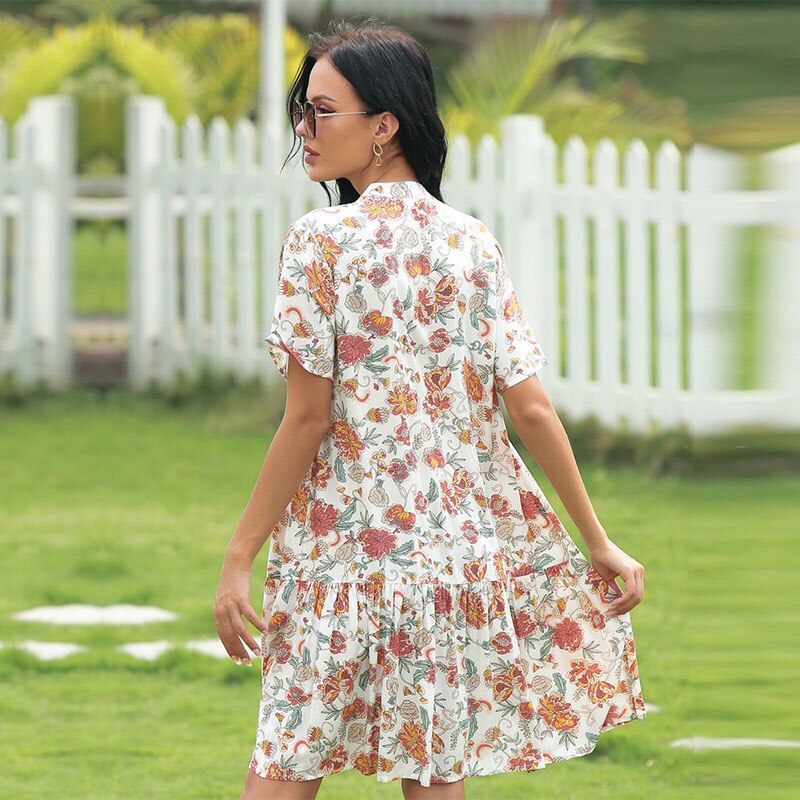 Loose High Waist Floral Dress