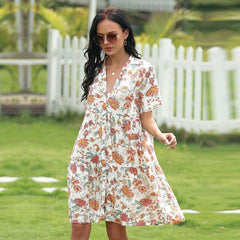 Loose High Waist Floral Dress