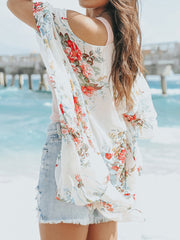 Loose Casual Floral Print Beach Sun Protection Short Sleeve Cardigan