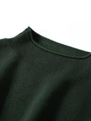 Green Paneled Elegant Stand Collar Knitted Dress