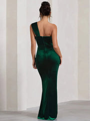 Strapless Sleeveless Thigh High Split  Maxi Dress