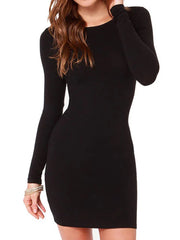 New Autumn Winter  Casual Fashion Black Midi Dresses