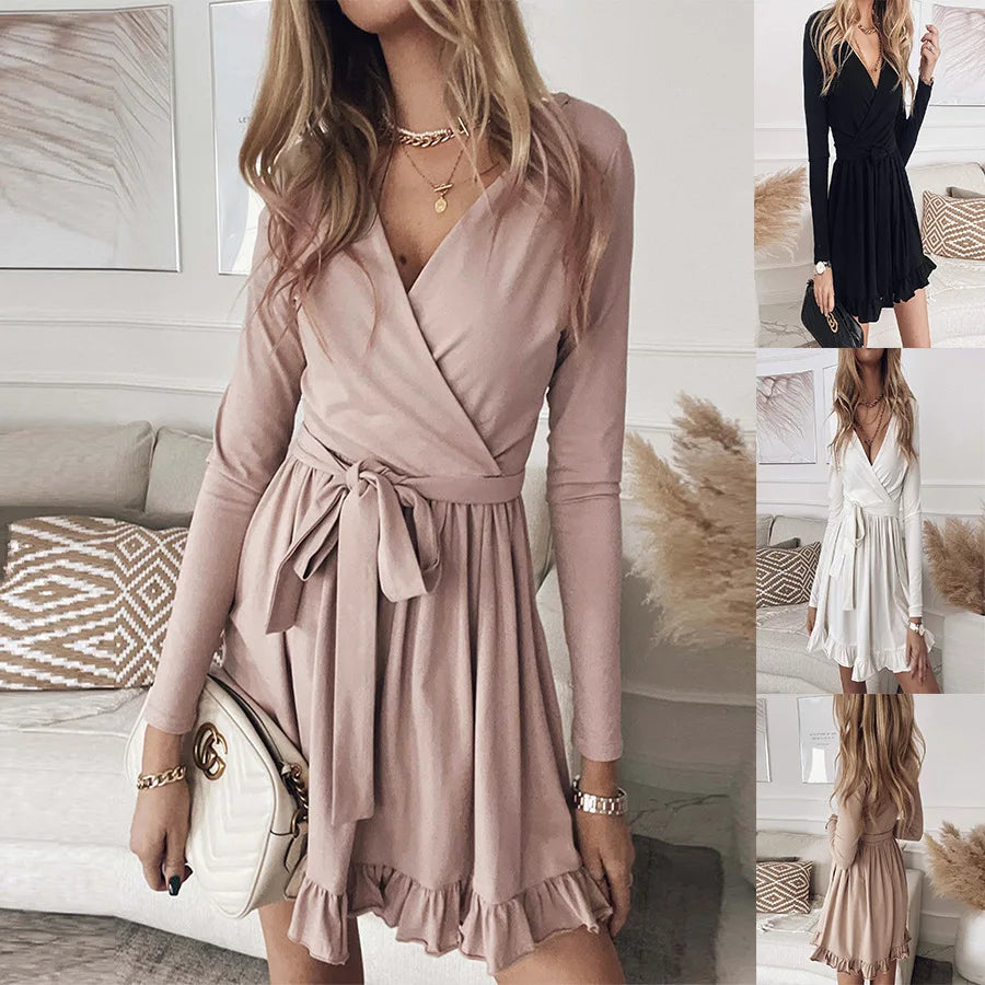 Maxi White Lace-up Long Ruffled Casual  Midi Dresses