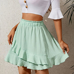 Sweet Ruffles Asymmetrical Blue Mini Skirt