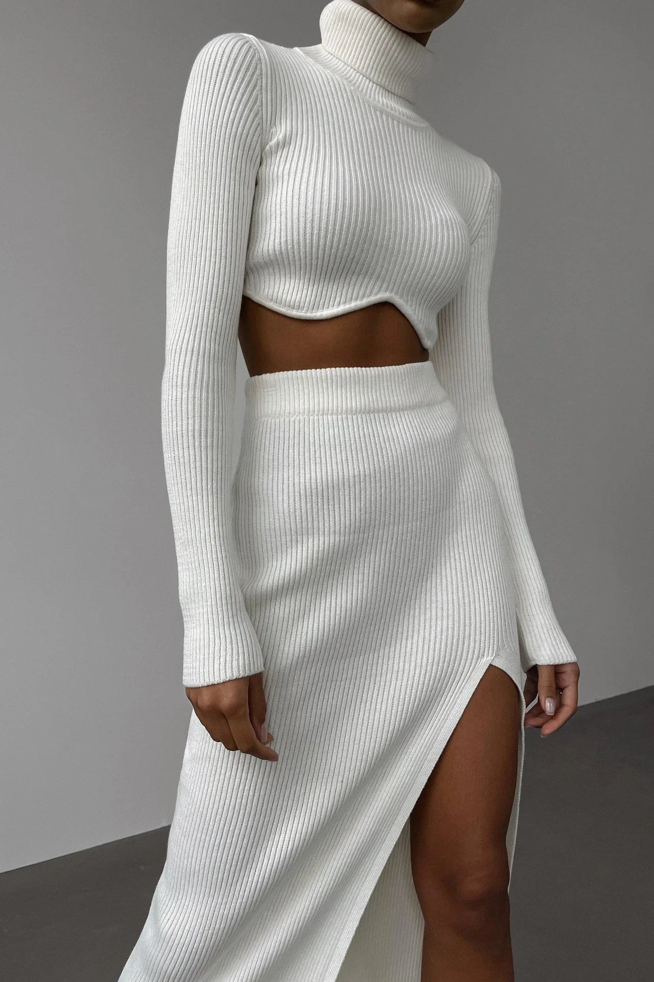 Autumn Winter Y2K Slim  Knitted Set Skirt