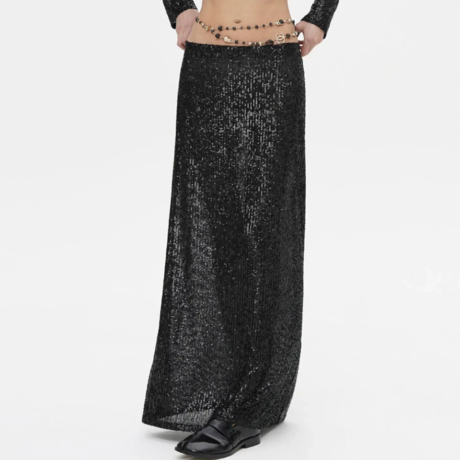 Sequins Loose Crop Maxi Skirt