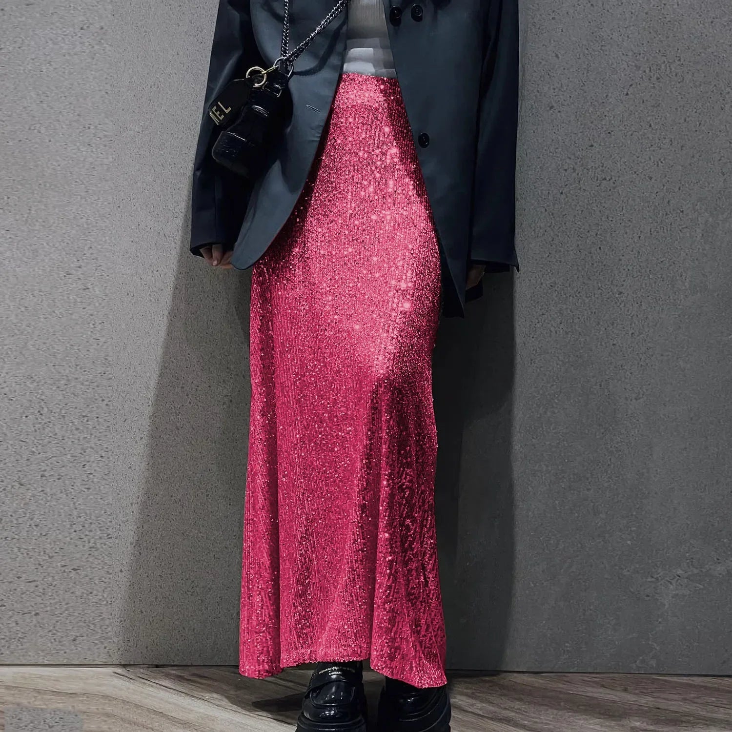 Sequins Loose Crop Maxi Skirt