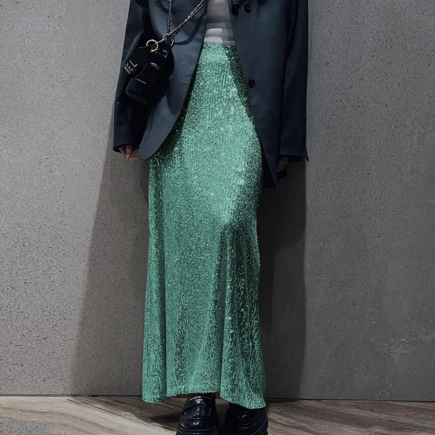 Sequins Loose Crop Maxi Skirt