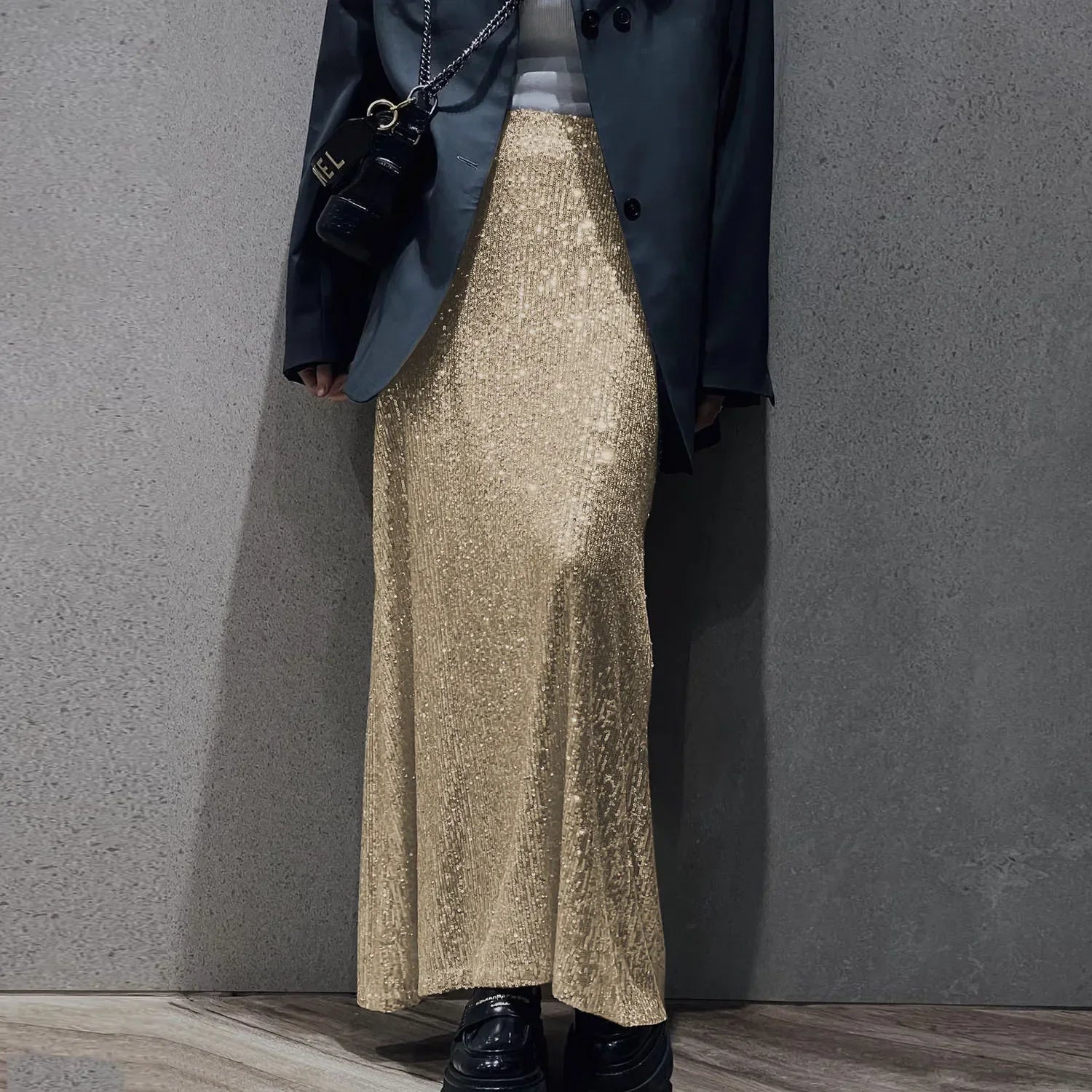 Sequins Loose Crop Maxi Skirt