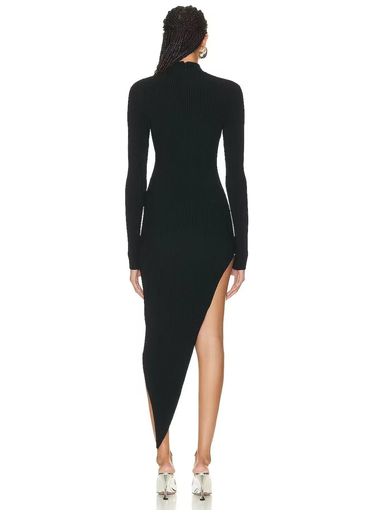 Hollowed Out High Split Bodycon Bandage Dress Vestidos Cut Out Dresses