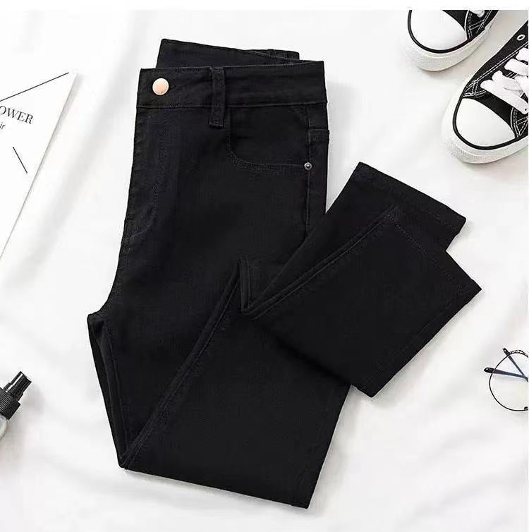 Elastic Pencil Trousers High Waist Ladies Tight Slim Fit Casual Skinny Denim Pants