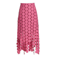 French retro hollow fringed irregular skirt