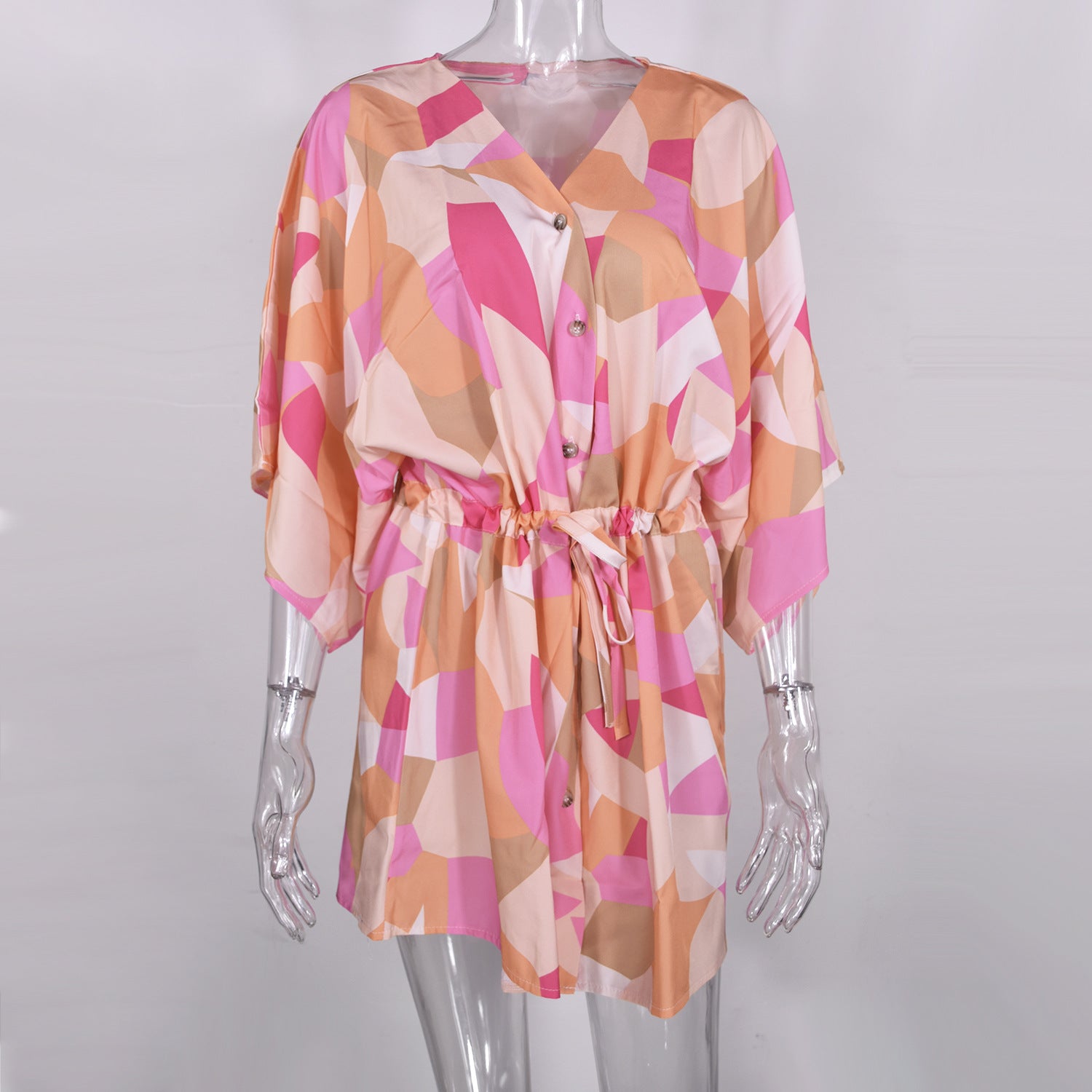 Flying sleeves printed beach dress