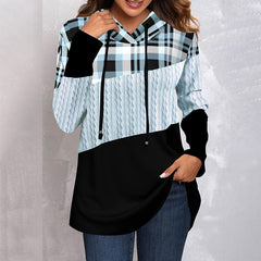 Hooded Grid Woman Long Sleeve Hoodies
