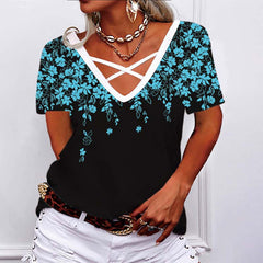 Summer V neck  Short sleeve Fashion T-shirts