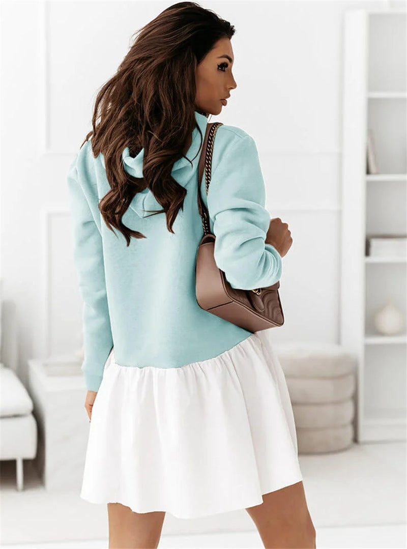 Hooded sweatshirts hoodied women long sleeve shift dresses