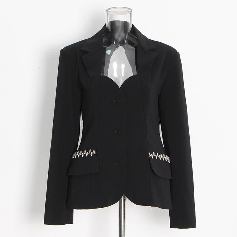 college style open-back suit jacket