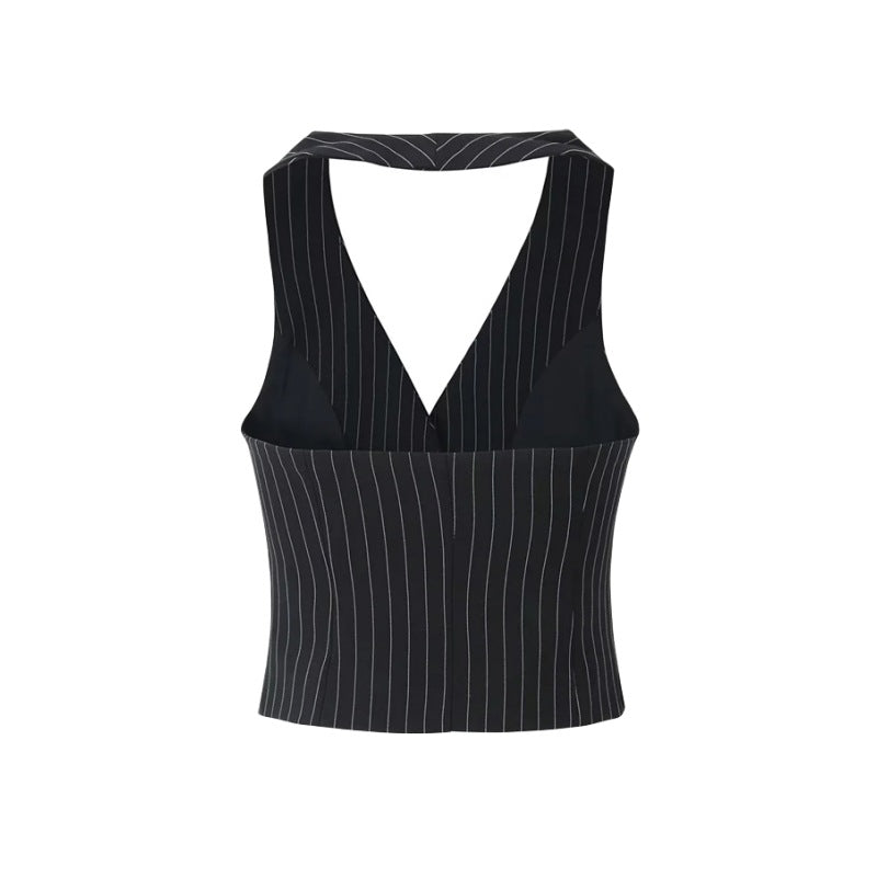 Y2K Bustiers Buttons Up Vest Waistcoat Summer Cropped V-neck Backless Slim Fit Corset Streetwear  Crop Top