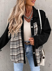 Long Sleeve Plaid Button Turn Down Jacket Top