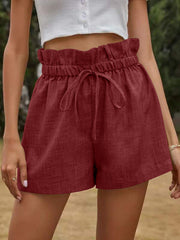 High waist women loose tie waist shorts short pants