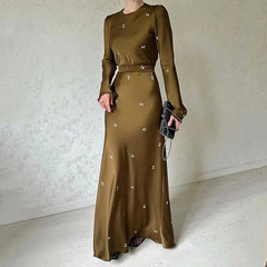 long-sleeved belt slimming hip dress