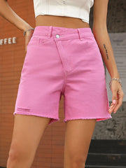 Loose Slim Raw Edge Denim Shorts