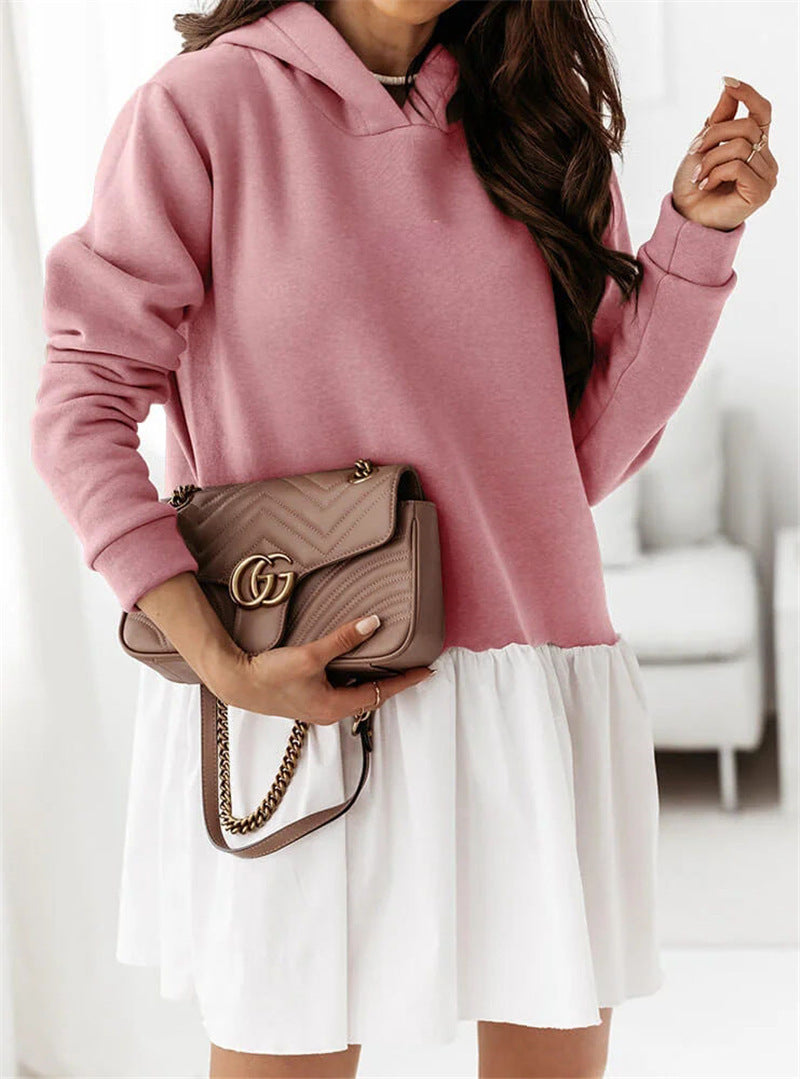 Hooded sweatshirts hoodied women long sleeve shift dresses