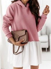 Hooded sweatshirts hoodied women long sleeve shift dresses