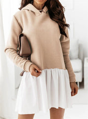 Hooded sweatshirts hoodied women long sleeve shift dresses