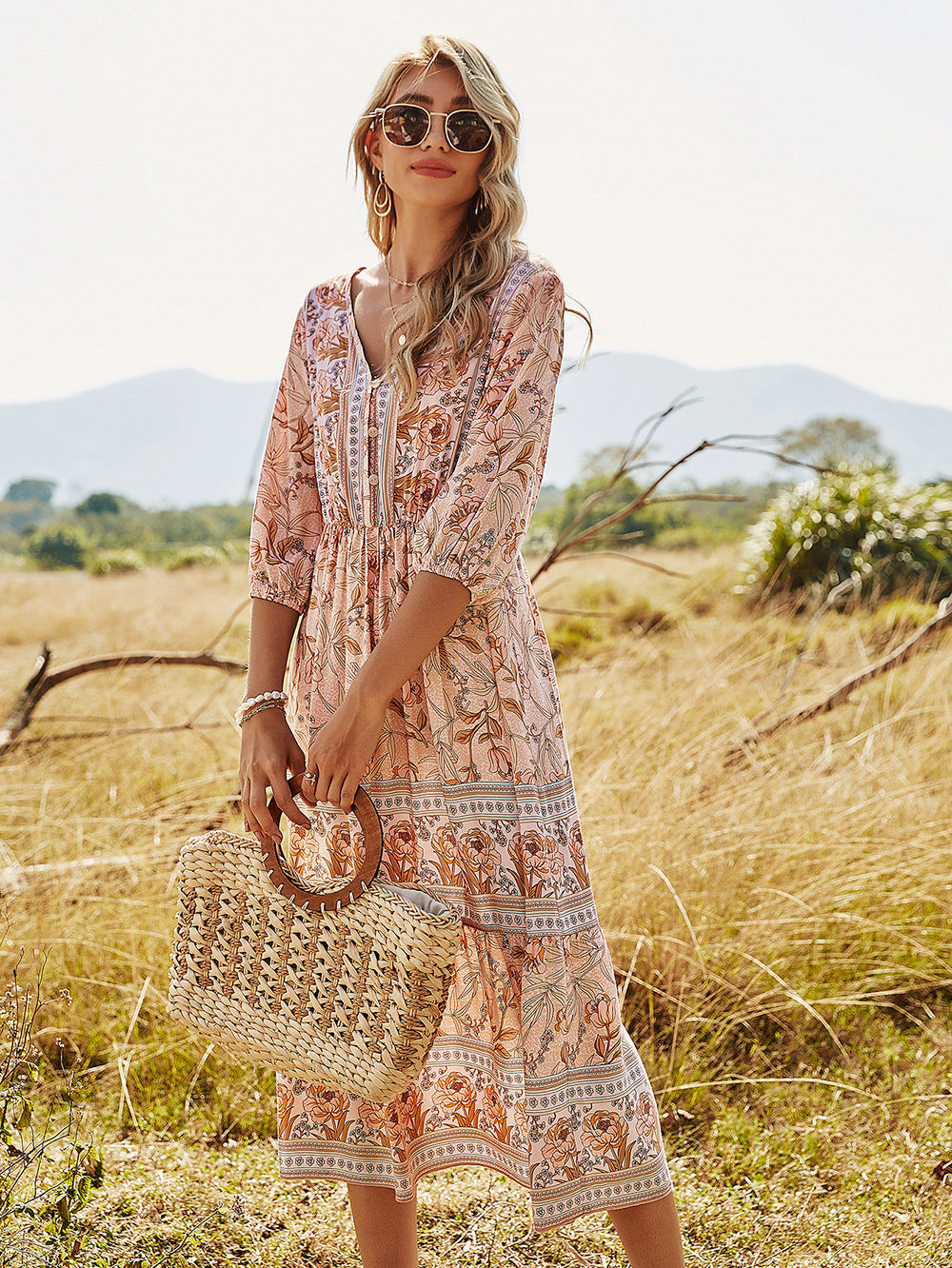 Bohemian A-Line Floral Dress