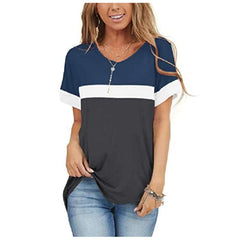 Stylish Gored V neck Short sleeve T-Shirts