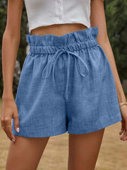 High waist women loose tie waist shorts short pants