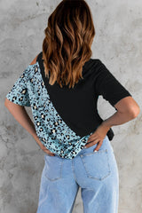 Loose Crew Neck Women's Print Leopard Casual Short Sleeve Top T-Shirts